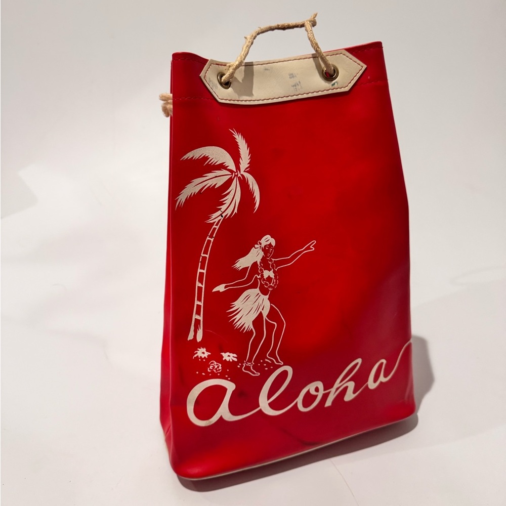 Vintage Aloha Red Vinyl Tote Bag